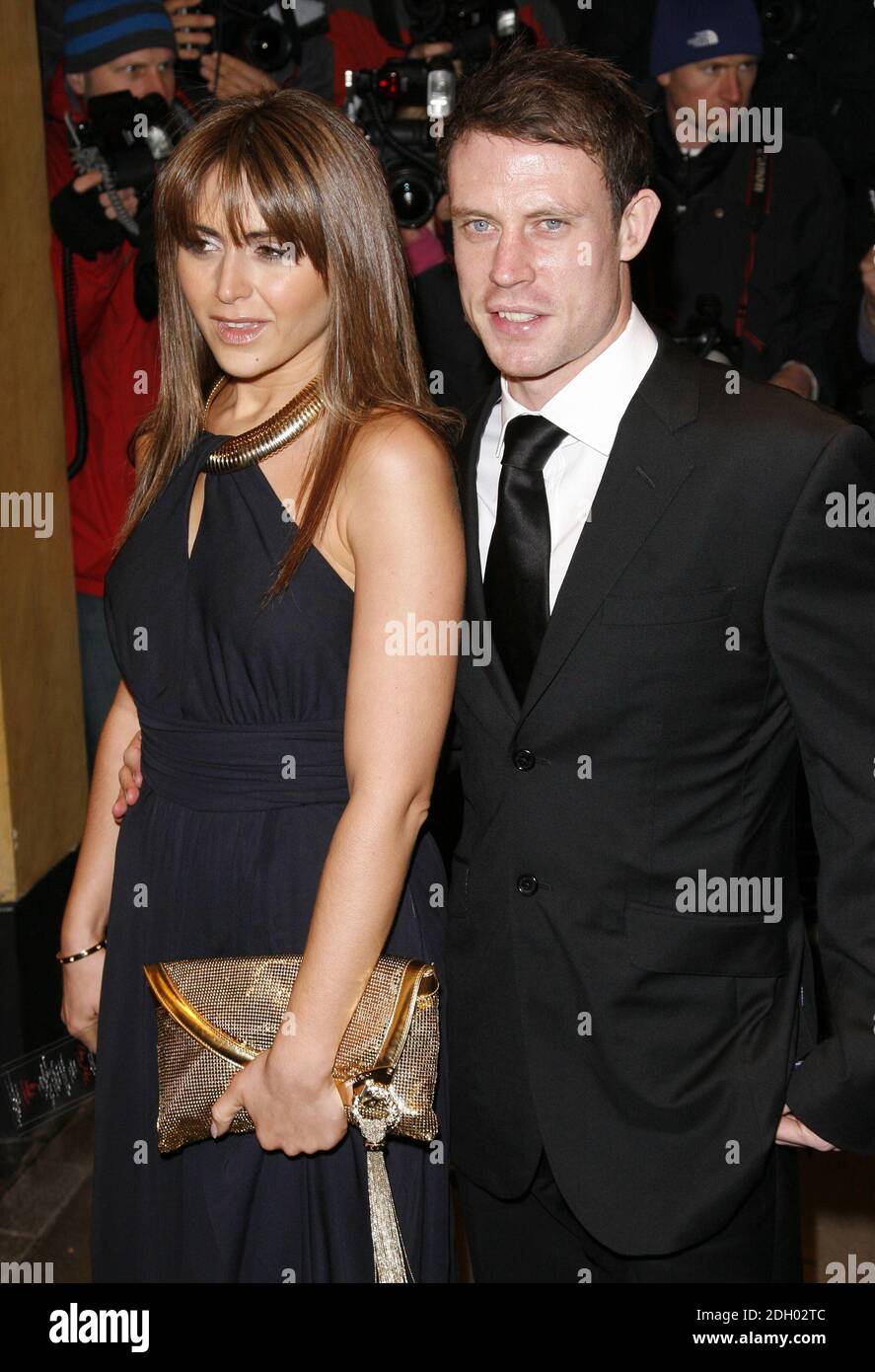 Wayne Bridge and girlfriend model Vanessa Perroncel arrive at the Cystic Fibrosis 'Liv' charity event at The Dorchester Hotel in central London. Stock Photo