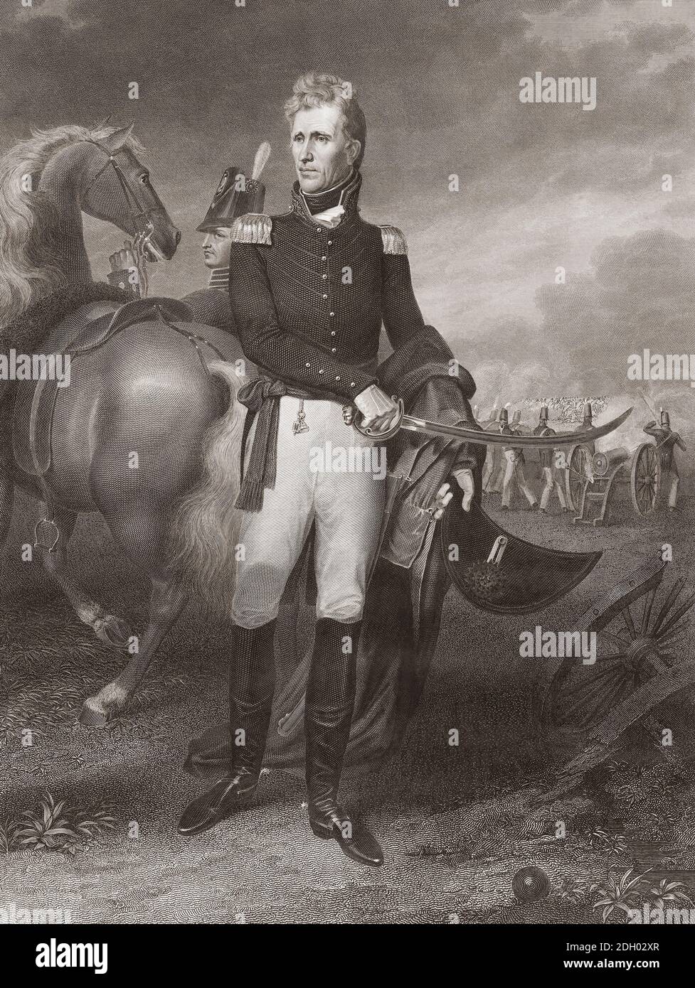 Andrew Jackson, 1767 – 1845.  American soldier and statesman.  Seventh president of the United States.  Here seen as a General.  After an engraving by Asher Brown Durand from a work by John Vanderlyn. Stock Photo