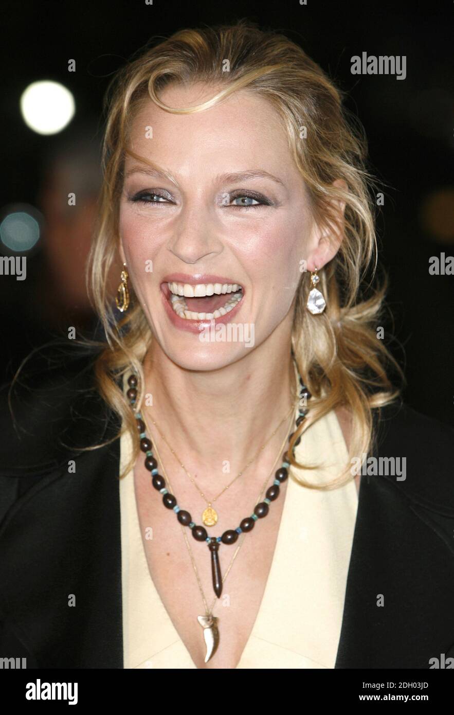 Uma Thurman arriving at The Accidental Husband Premiere, Vue Cinema, Leicester Square, London. Stock Photo