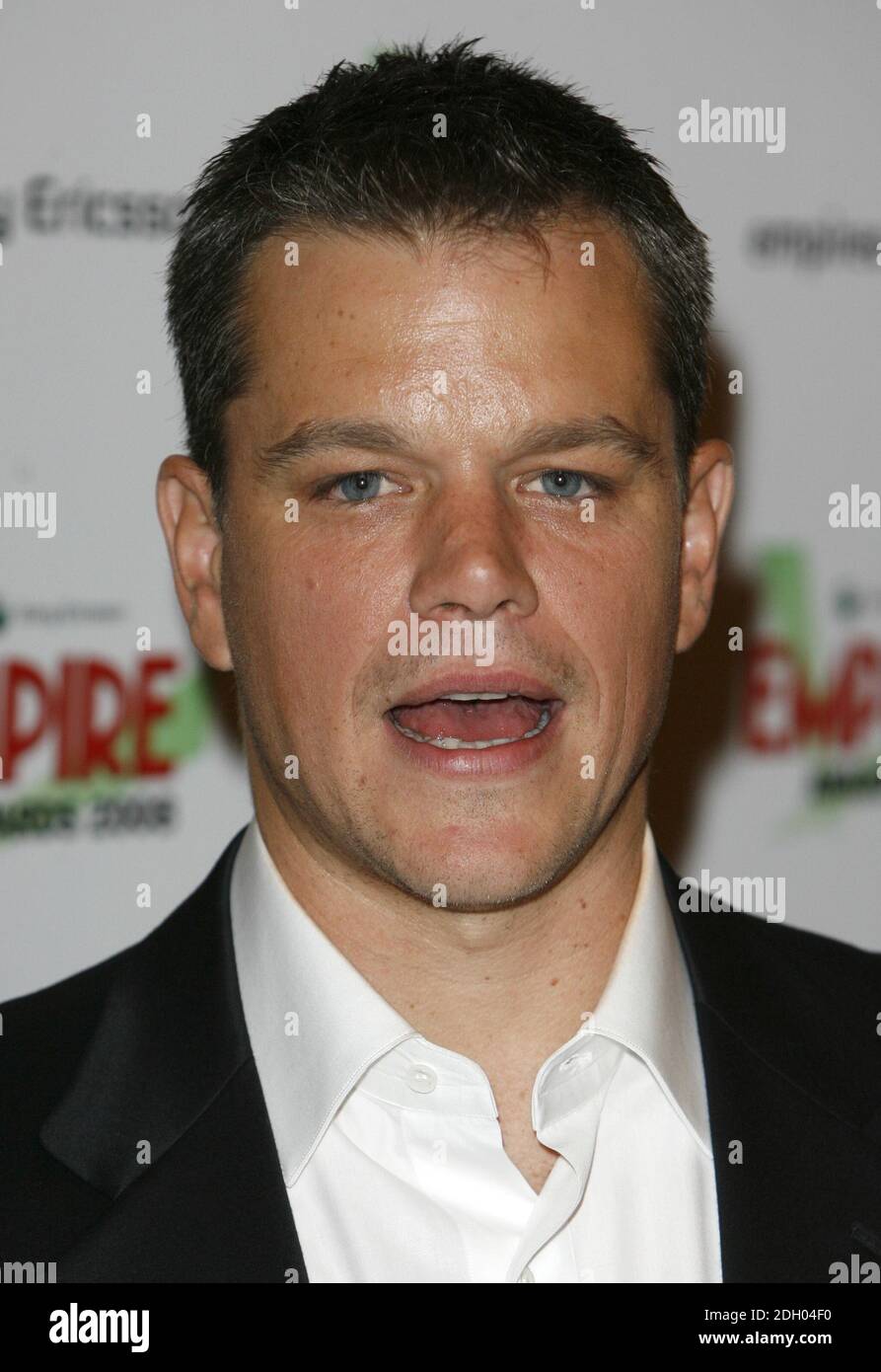 Matt Damon attends the pre-drinks for the Empire Film Awards at the Grosvenor House Hotel on Park Lane in central London. Stock Photo