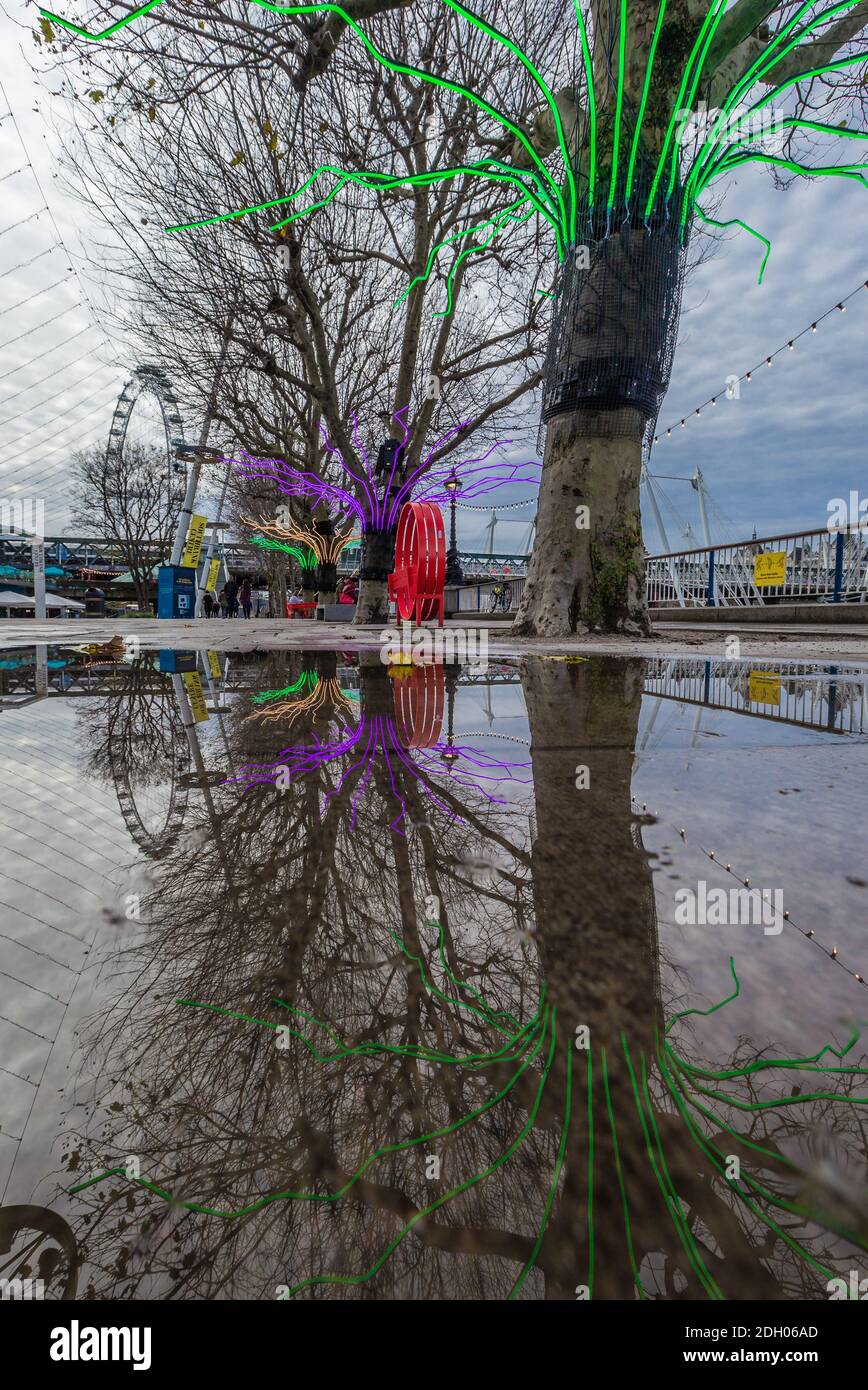 Reflections on the south bank in London. Stock Photo