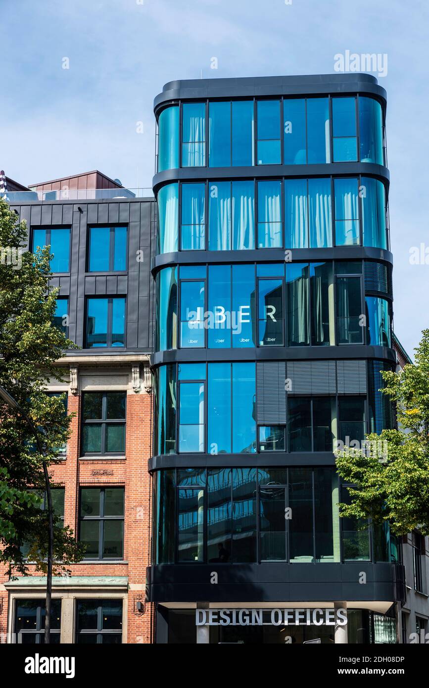 Hamburg, Germany - August 23, 2019: Facade of the Uber office 