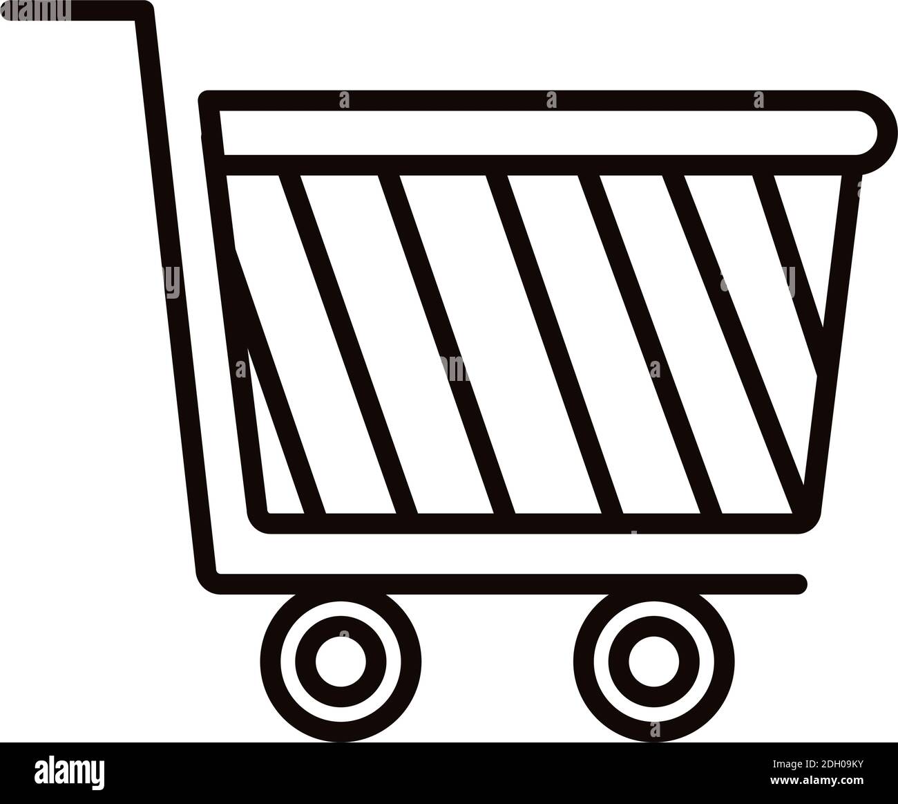 shopping cart trolley with diagonal stripes line style icon vector ...