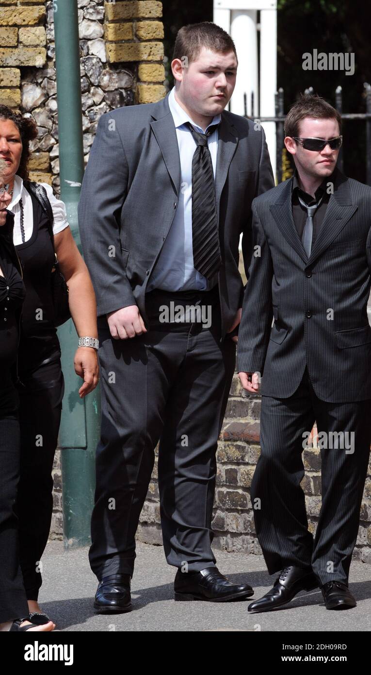 Harry Potter actor Jamie Waylett at the Memorial Service for Robert Knox, 18, who played Marcus Belby in the forthcoming film Harry Potter and the Half Blood Prince, and was fatally injured outside a bar in Sidcup last month. Held at St John the Evangelist church in Sidcup, Kent. Stock Photo