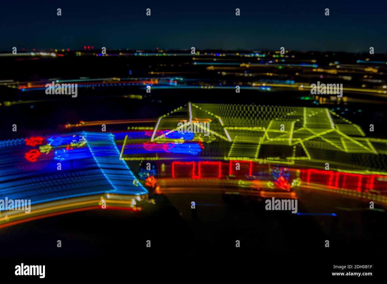 Christmas lights abstract image with a drone Stock Photo
