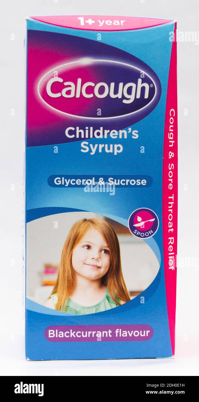 Calcough, children's syrup, glycerol & sucrose, Blackcurrant flavour