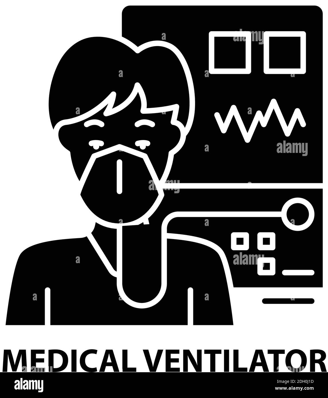 medical ventilator icon, black vector sign with editable strokes, concept illustration Stock Vector