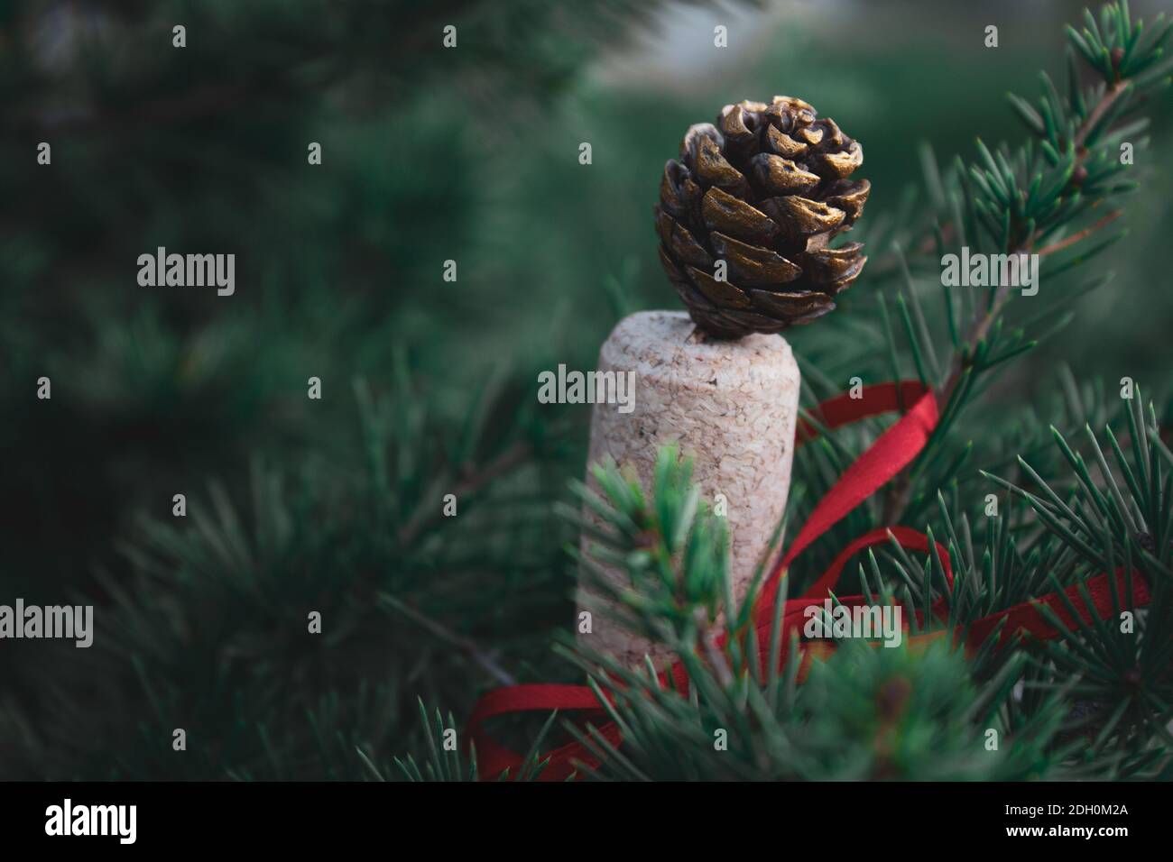 Christmas decorations. Christmas tree ornaments. Painted and colored Cone trees. Christmas concept. Holiday background. Christmas background. Holiday Stock Photo