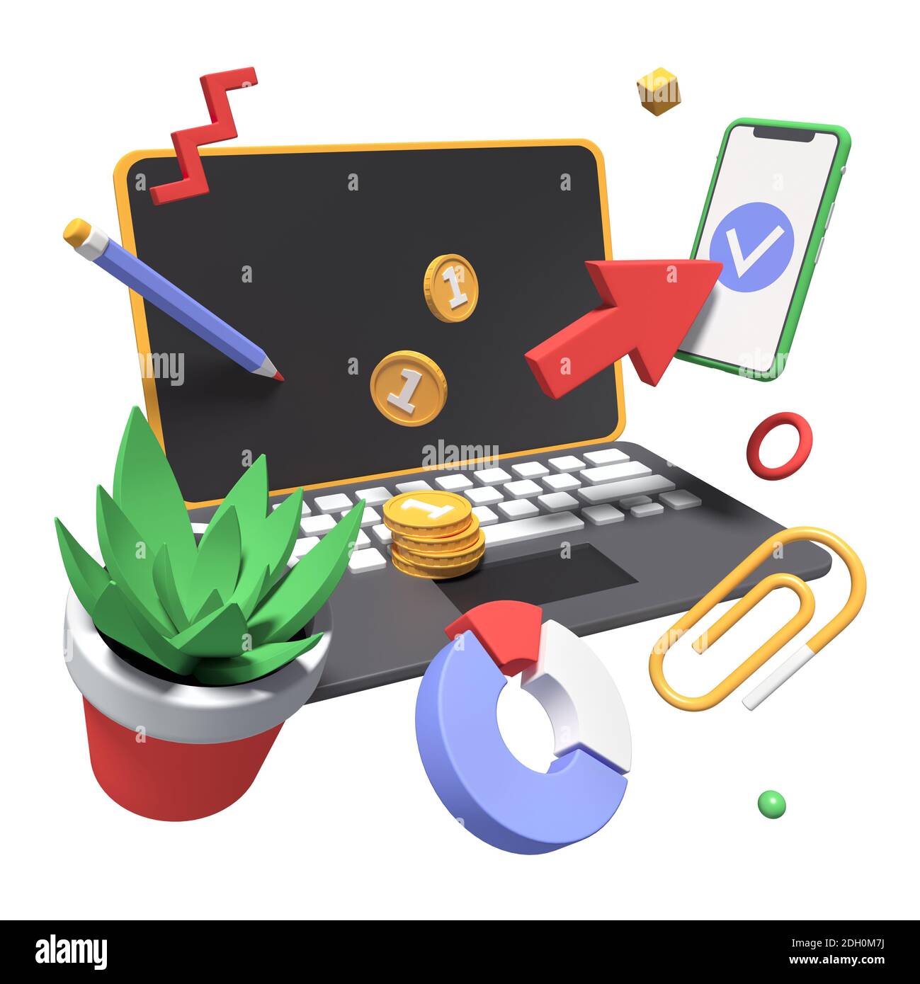 Business analytics - modern colorful realistic 3d illustration. Income, investment and financial management idea. Unusual composition with images of a Stock Photo