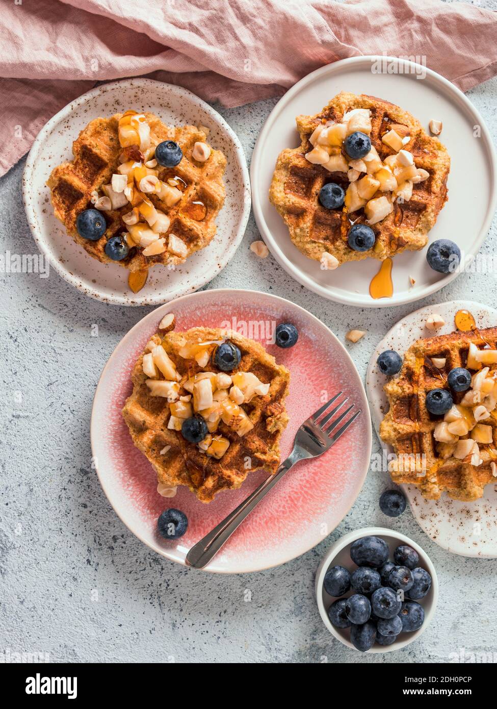 Healthy Gluten Free Oat Waffles. Copy Space Stock Photo Alamy