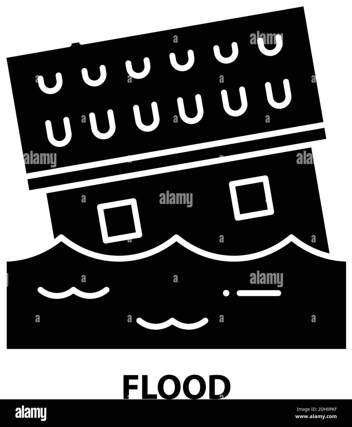 flood icon, black vector sign with editable strokes, concept illustration Stock Vector