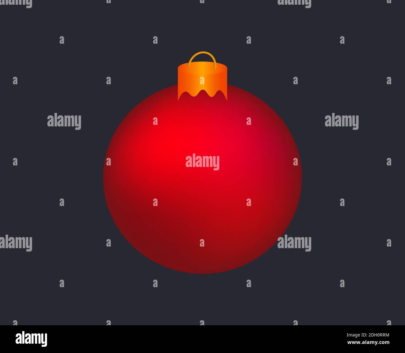 Red Christmas Ball on black background. Vector Illustration.  Stock Vector