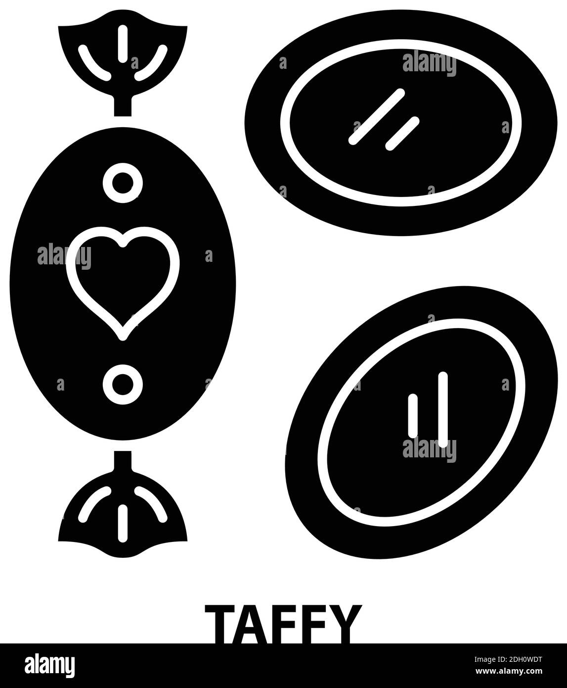taffy icon, black vector sign with editable strokes, concept illustration Stock Vector