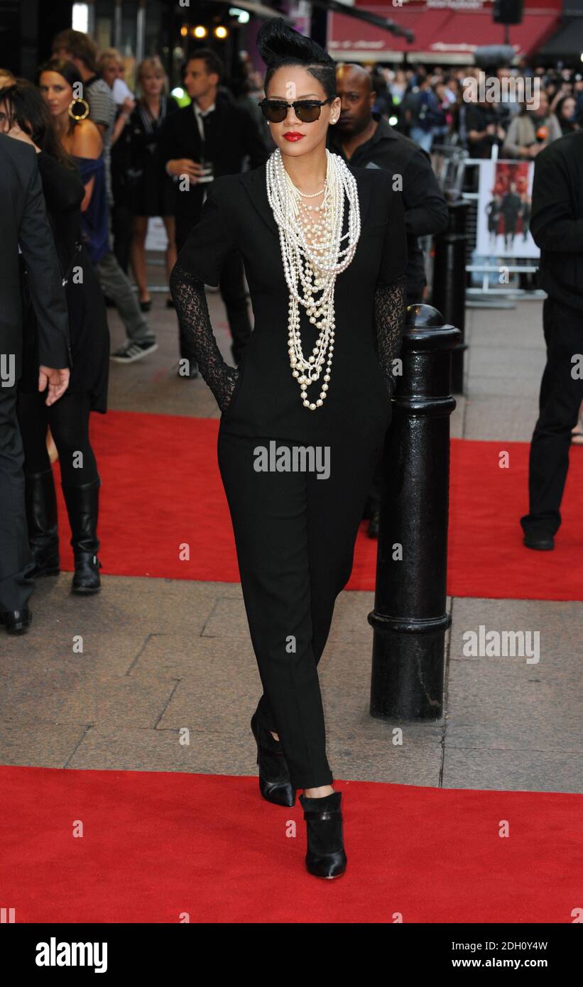 Rihanna arrives at the premiere of 'inglourious Basterds' at the Odeon Cinema in Leicester Square, London Stock Photo