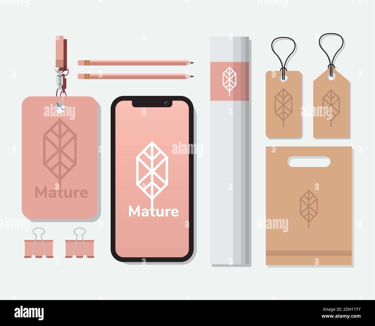 smartphone with bundle of mockup set elements in white background ...