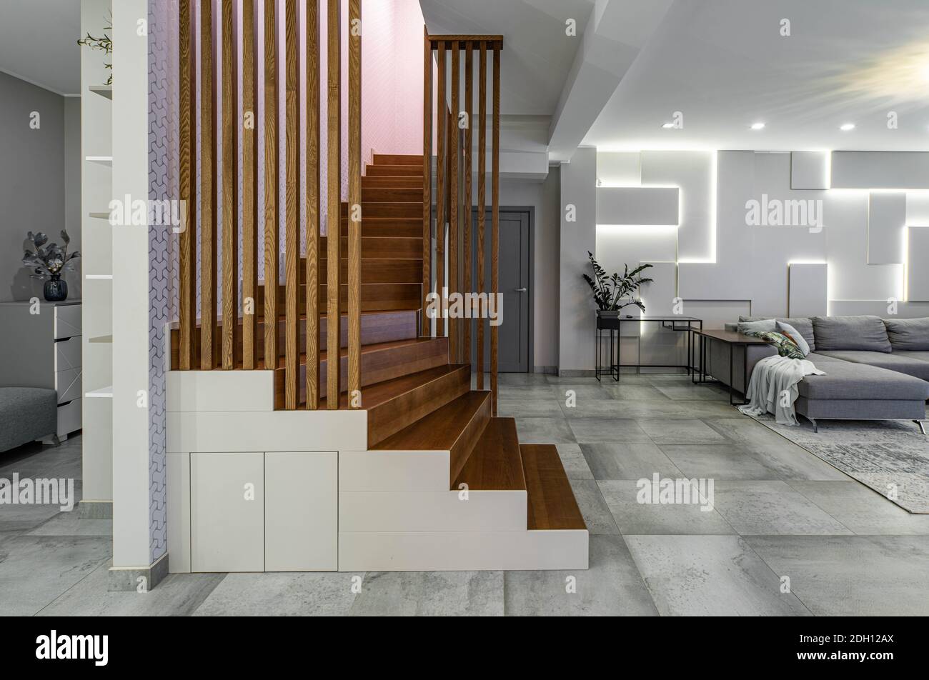 Living Room Modern Apartment Stairs