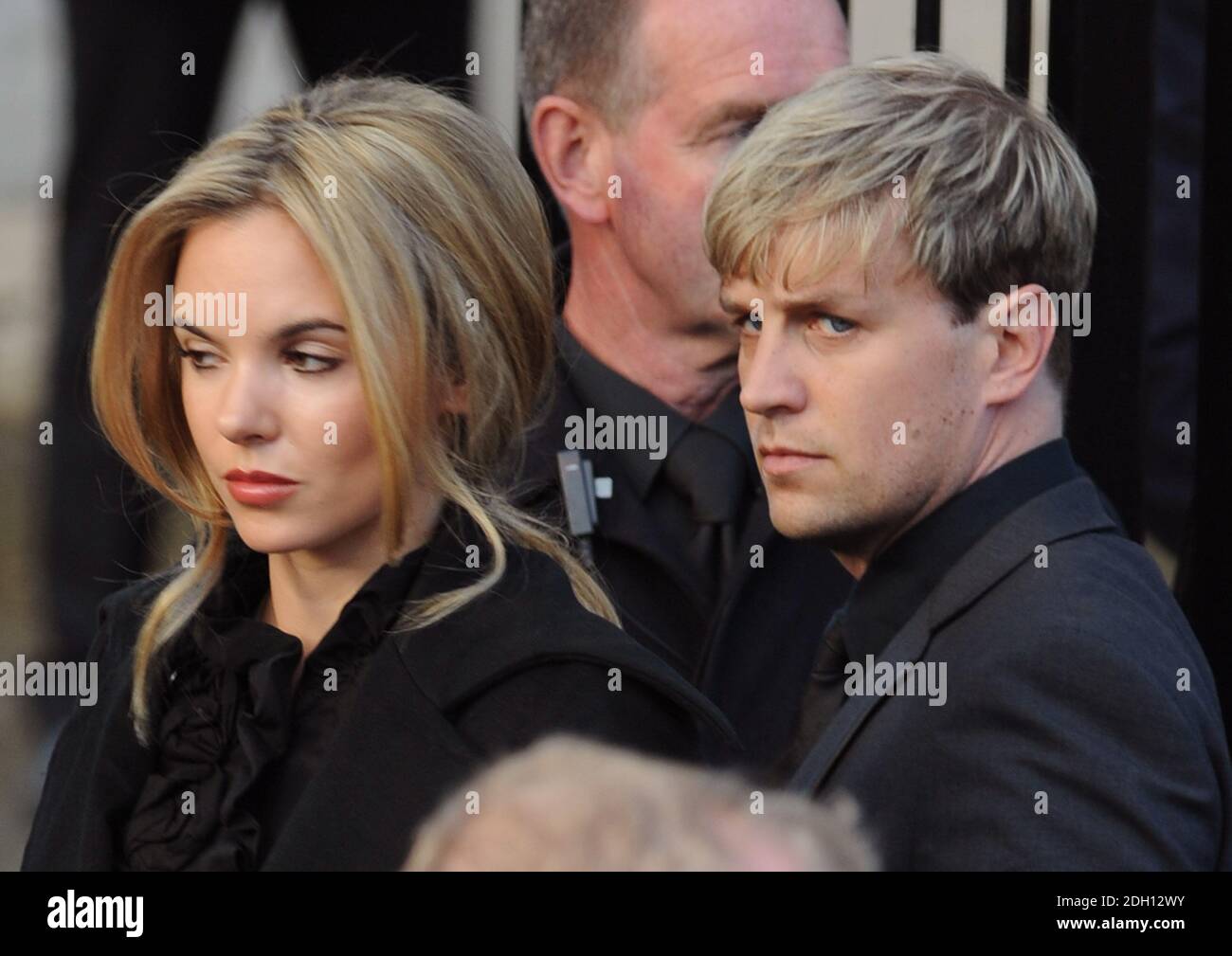 Kian Egan from Westlife and girlfriend Jodi Albert arrive at St