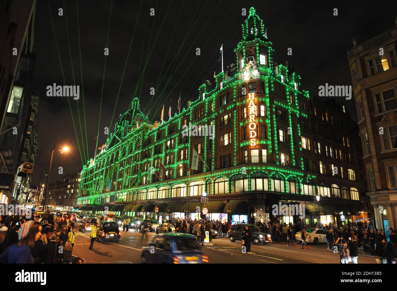 The Harrods Christmas lights outside Harrods department store in