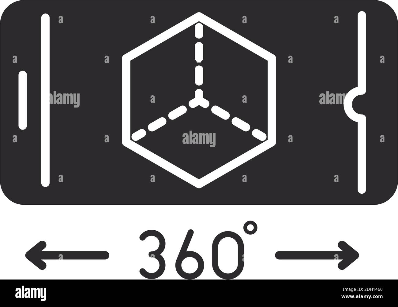augmented reality smartphone simulation 360 degree vector illustration silhouette style Stock Vector