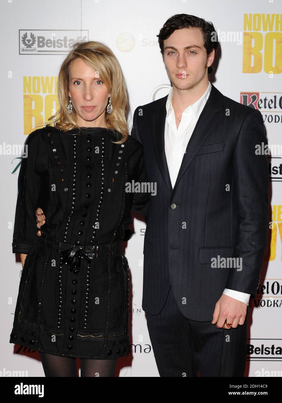 Sam Taylor- Wood and fiance Aaron Taylor-Johnson arrive for the charity premiere of Nowhere Boy, hosted by Quintessentially,, at BAFTA in Piccadilly, London. Stock Photo