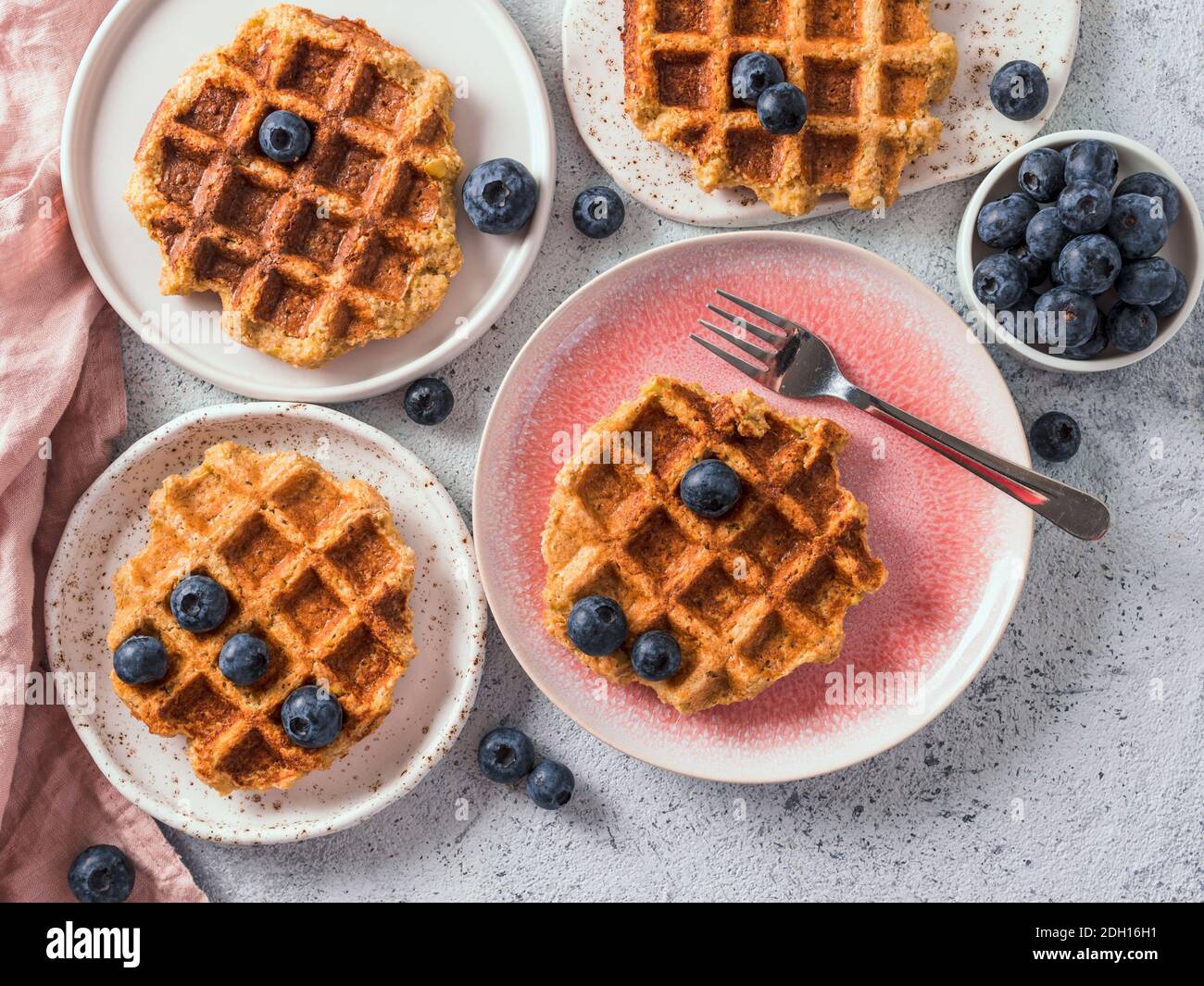Healthy Gluten Free Oat Waffles. Copy Space Stock Photo Alamy