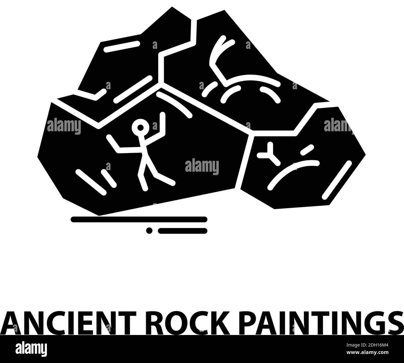ancient rock paintings icon, black vector sign with editable strokes, concept illustration Stock Vector