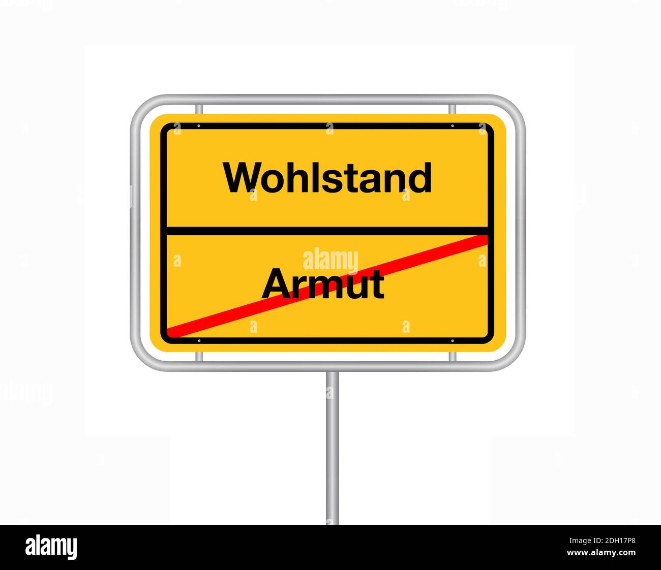 Ortsschild, Ortsausgangsschild, Armut, Wohlstand,  Bundesrepublik Deutschland, Stock Photo