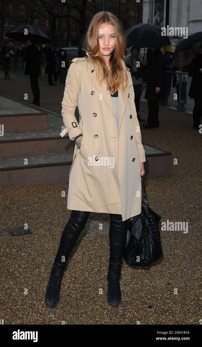 Rosie Huntington Whiteley at the Burberry catwalk show as part of London Fashion Week Autumn/ Winter Chelsea College of Art in Millbank, London Stock Photo - Alamy