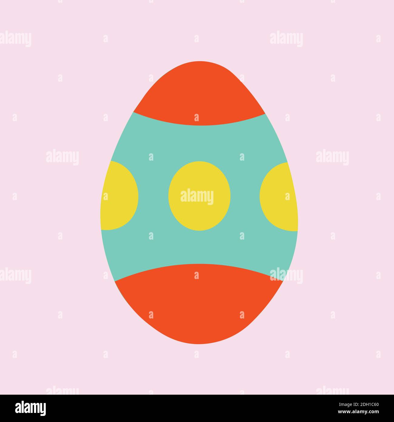 Isolated Red Easter Egg with yellow circles. Stock Vector