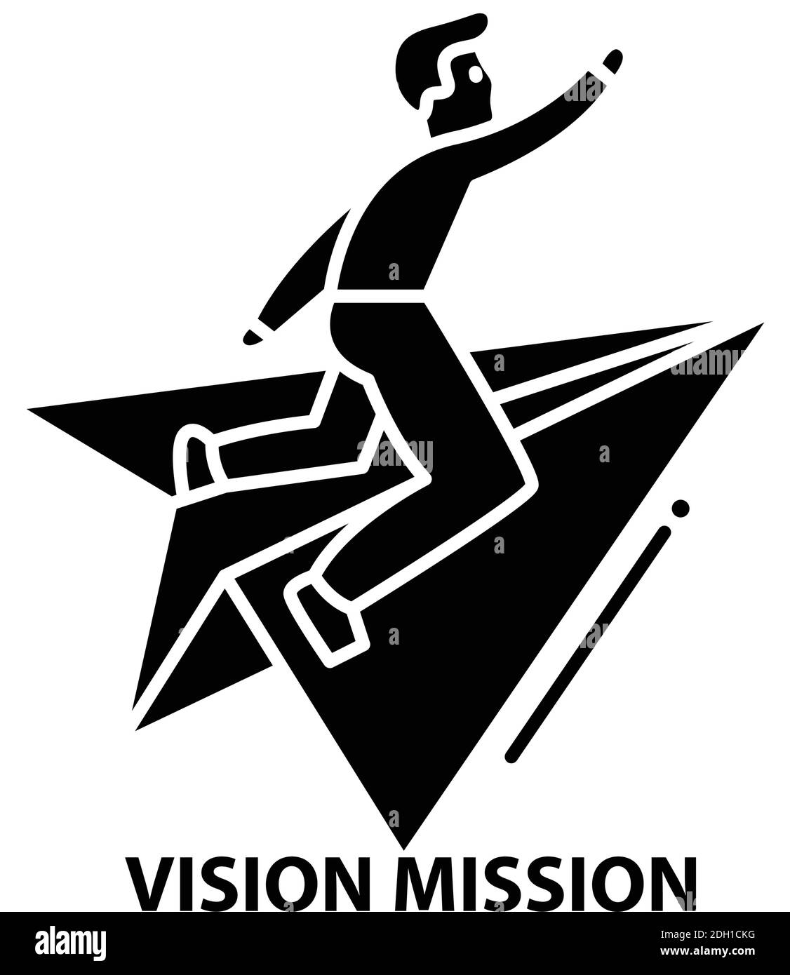 vision mission icon, black vector sign with editable strokes, concept illustration Stock Vector