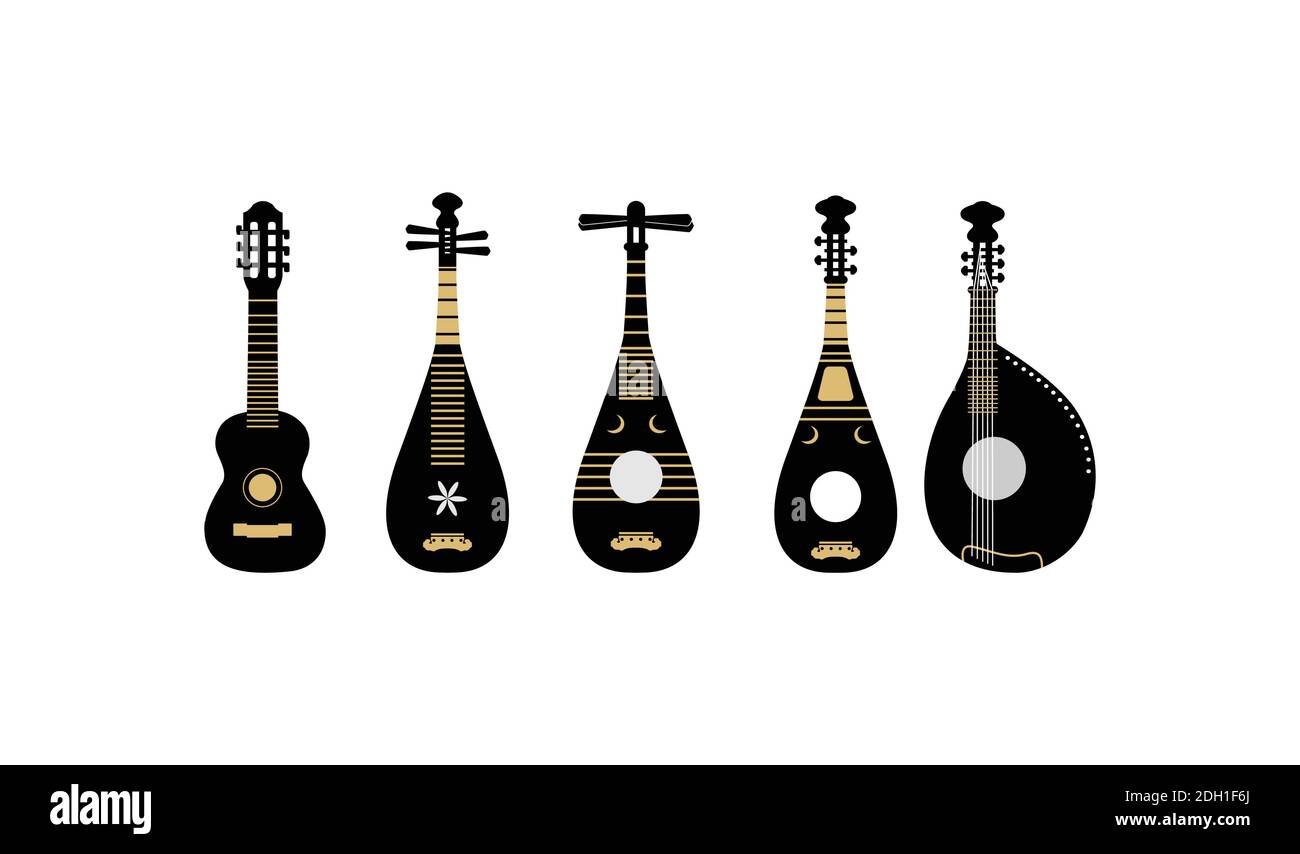 Ukulele guitar on the white background Stock Vector
