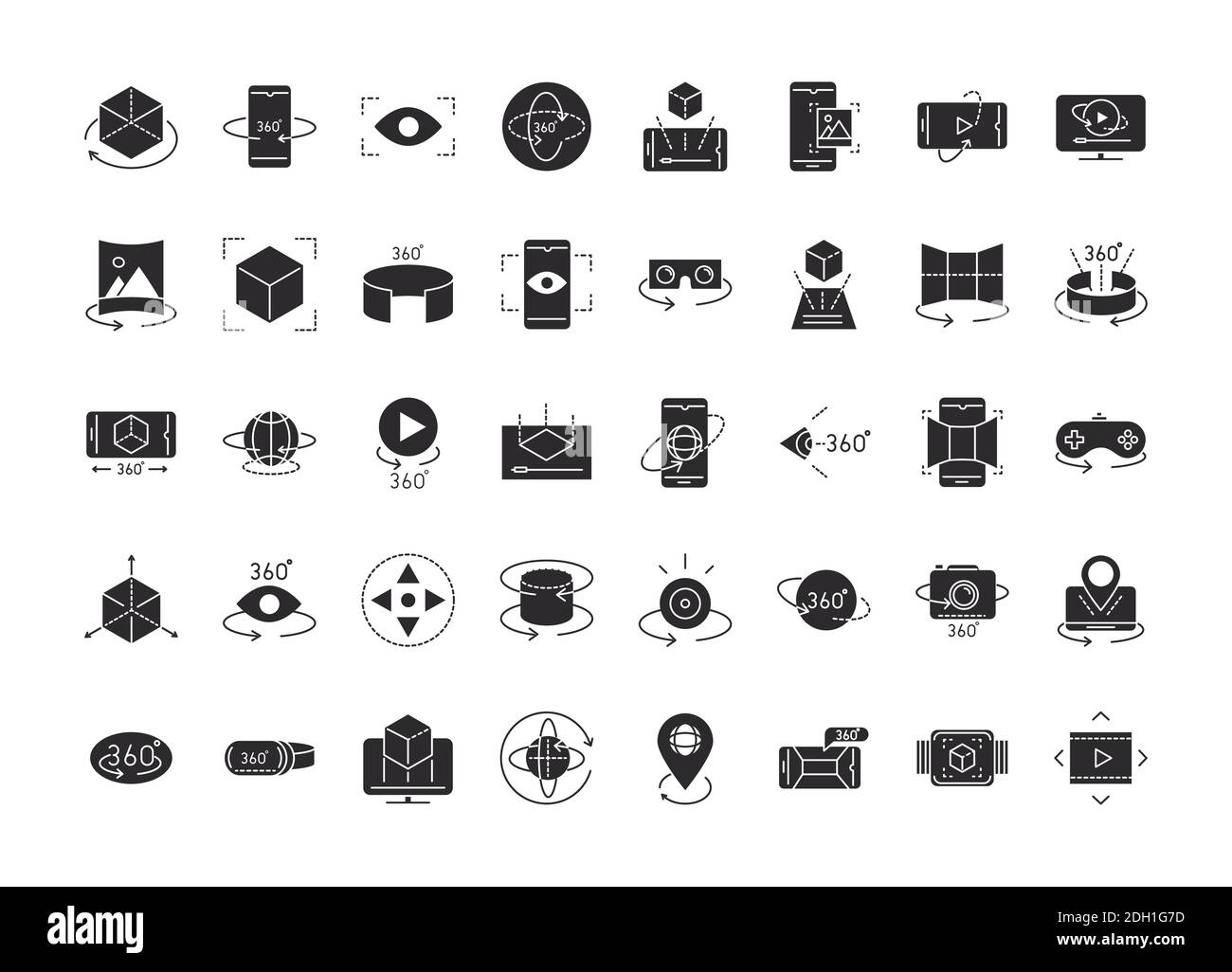 augmented reality icons set simulation innovation technologies vector ...