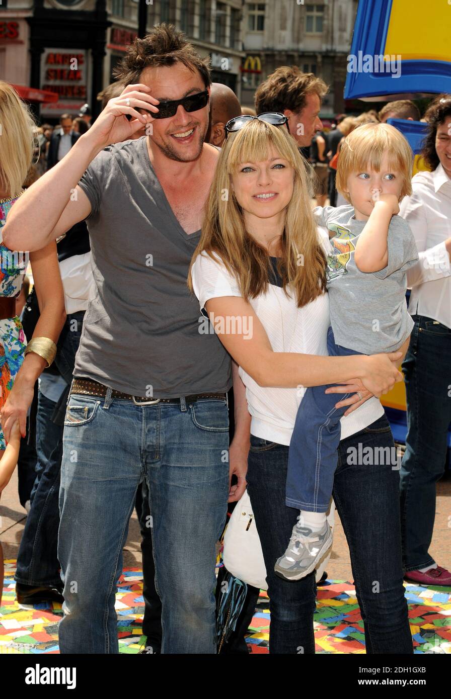 Peter Serafinowicz, Sarah Alexander and son at the Toy Story 3D UK Premiere, Empire Cinema
