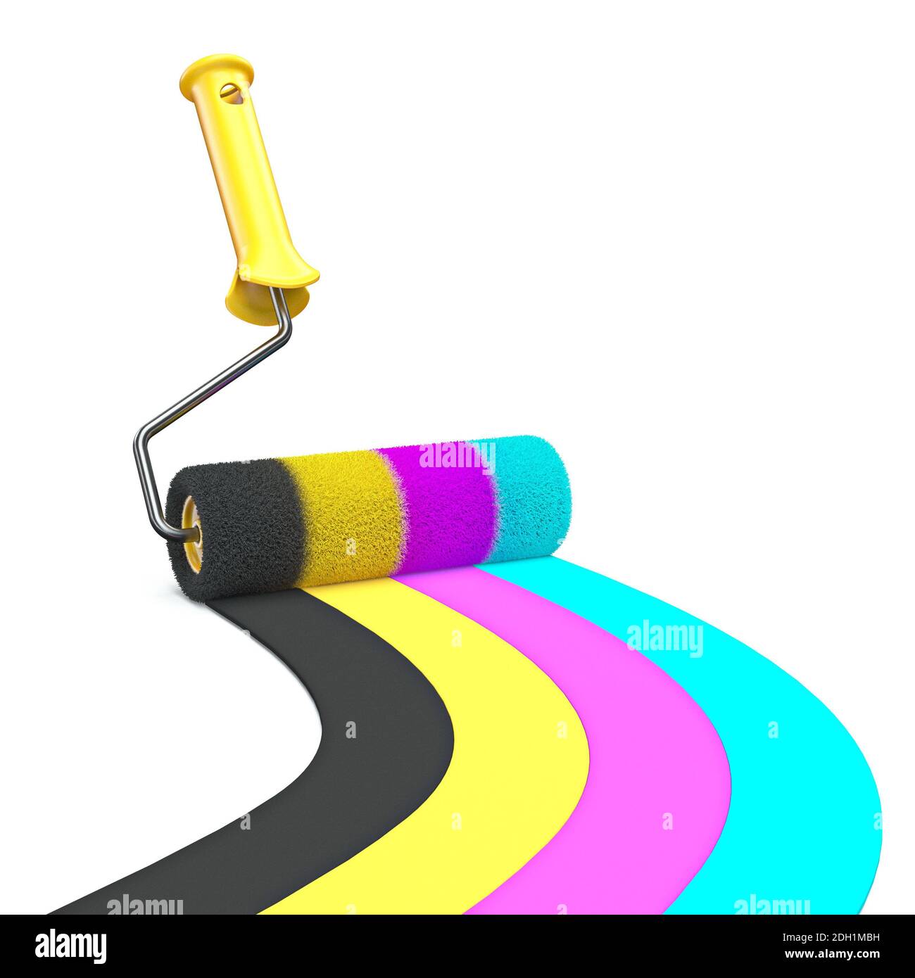 CMYK color paint roller brush 3D Stock Photo Alamy