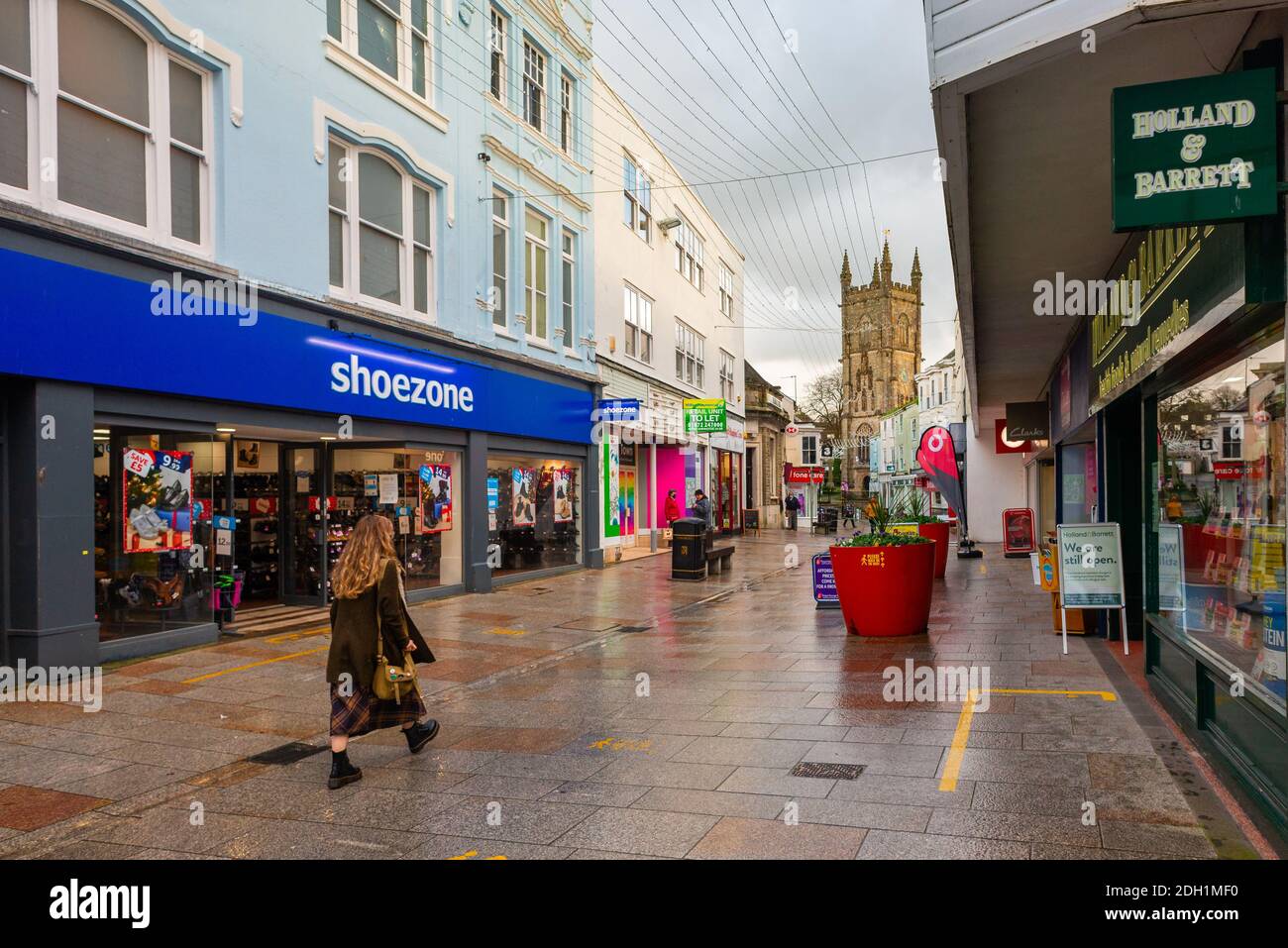 St Austell, Cornwall, UK. 09/12/2020. St Austell Shopping centre during a three week lockdown