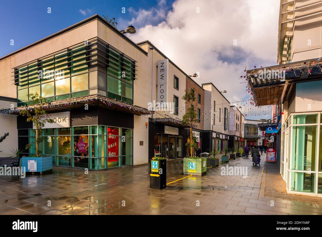 St Austell, Cornwall, UK. 09/12/2020. St Austell Shopping centre during a three week lockdown