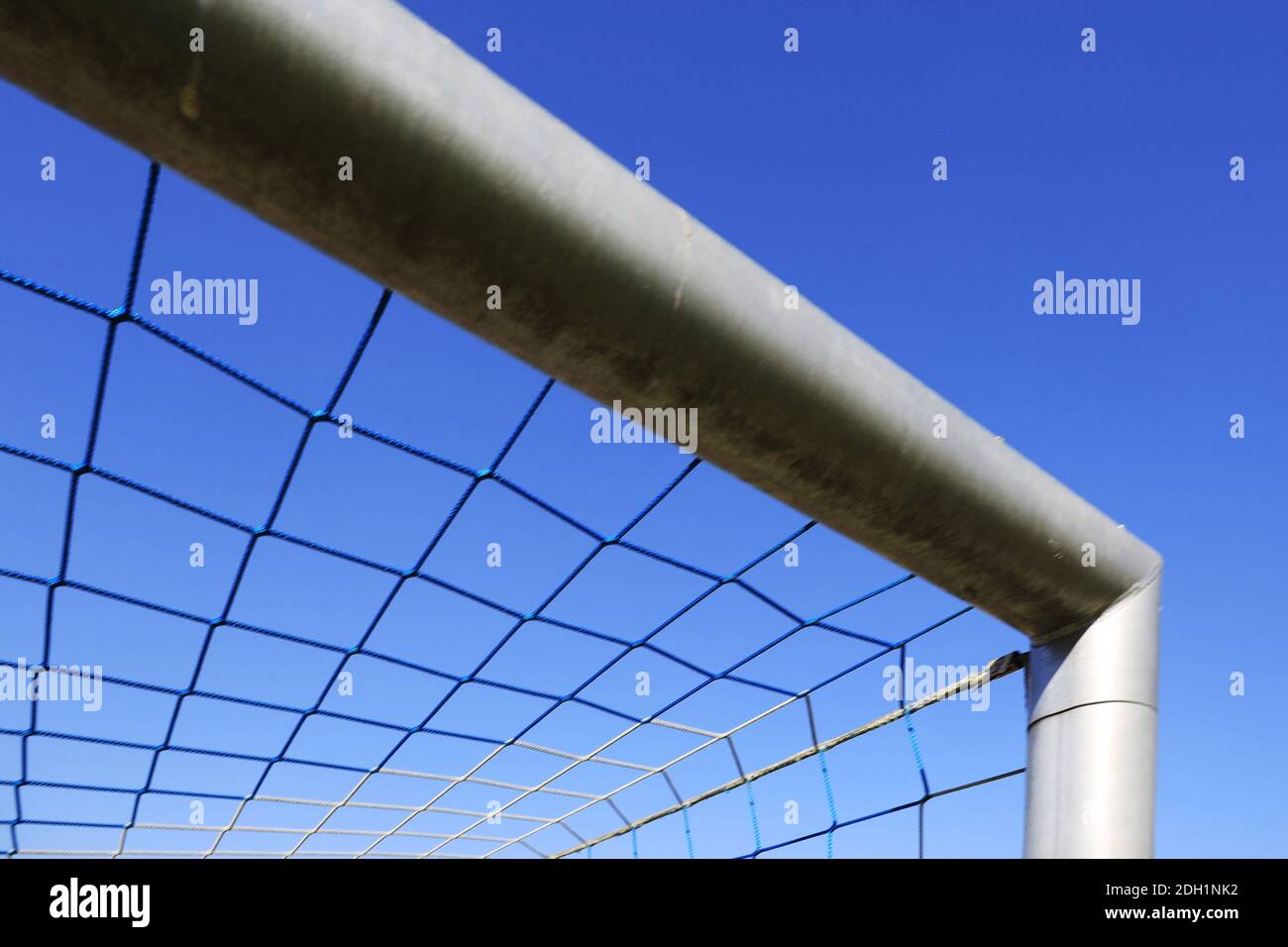 Closeup of a goal triangle at a football field Stock Photo Alamy