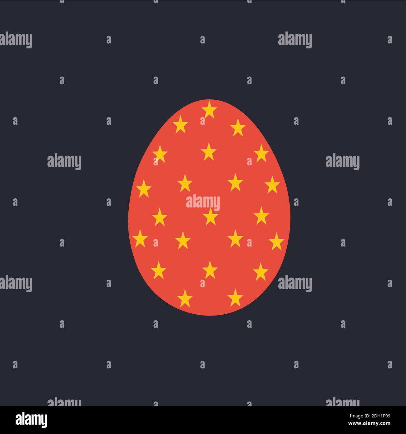 Red Easter Egg with yellow circles Vector. Stock Vector