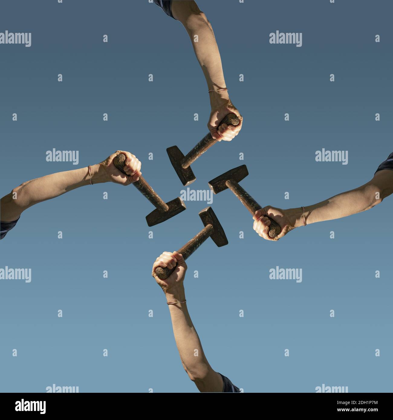 Teamwork art collage Stock Photo Alamy