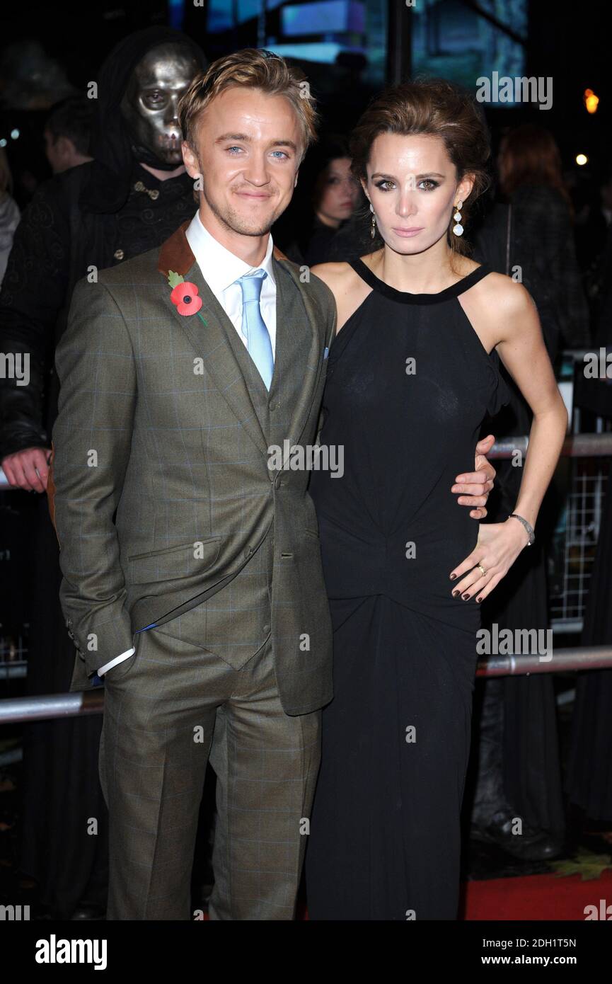 Tom Felton And Girlfriend Arriving For The World Premiere Of Harry Potter And The Deathly Hallows Part One At The Odeon West End Leicester Square London Stock Photo Alamy