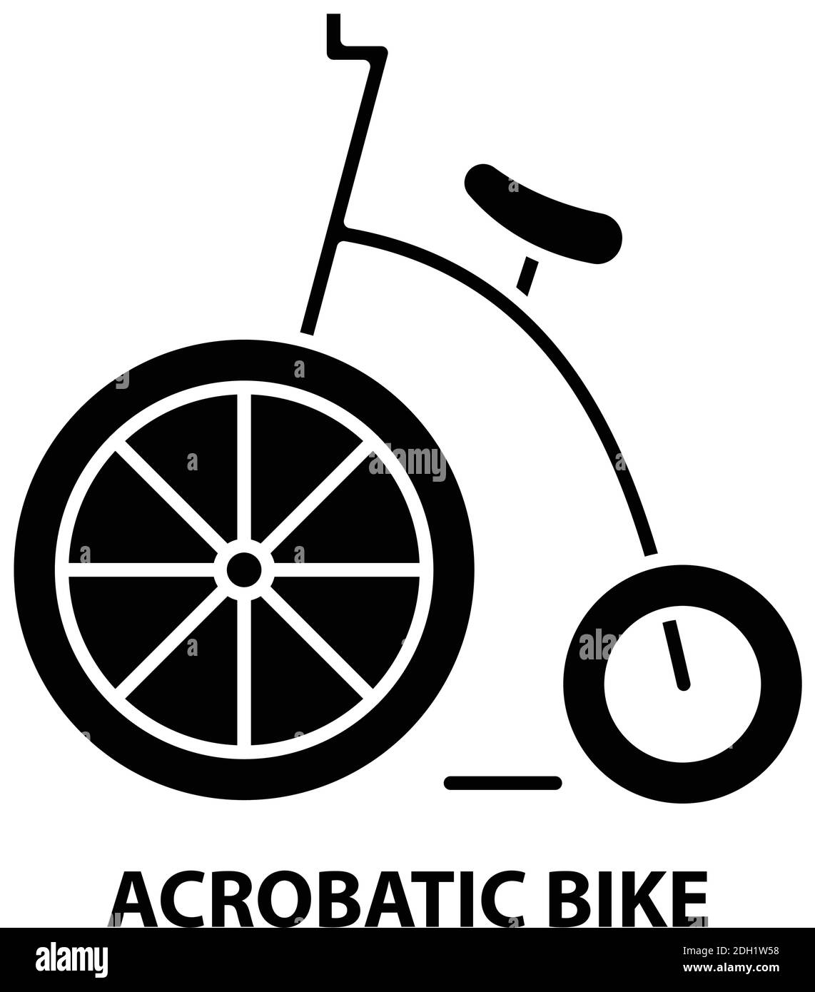 acrobatic bike icon, black vector sign with editable strokes, concept illustration Stock Vector