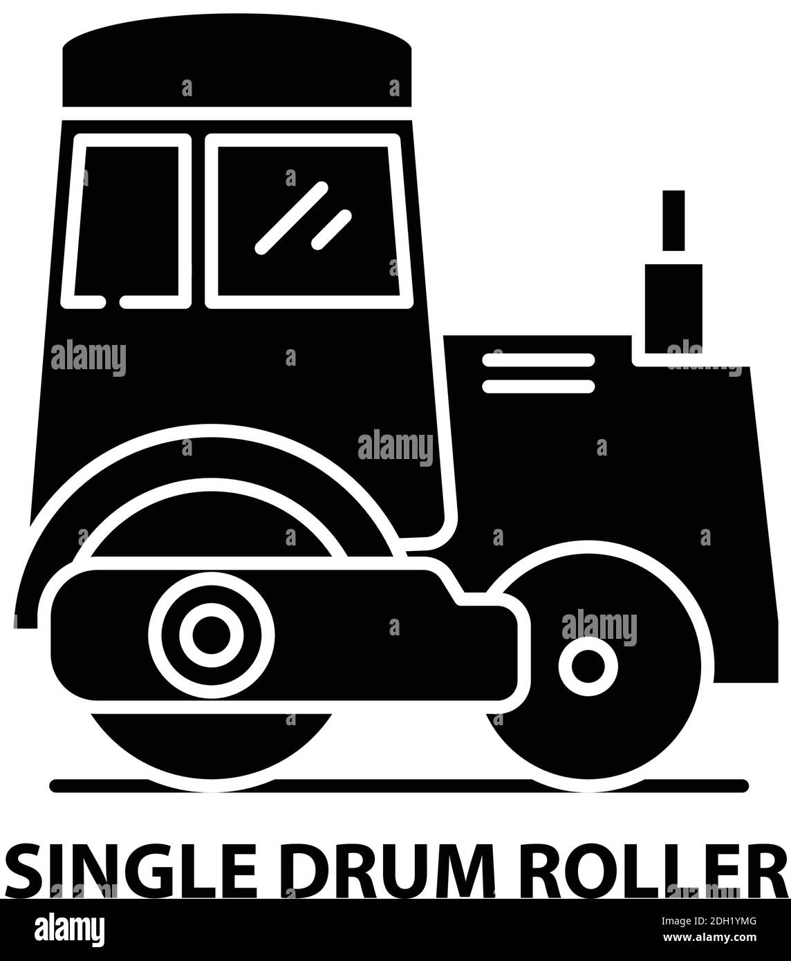 single drum roller icon, black vector sign with editable strokes, concept illustration Stock