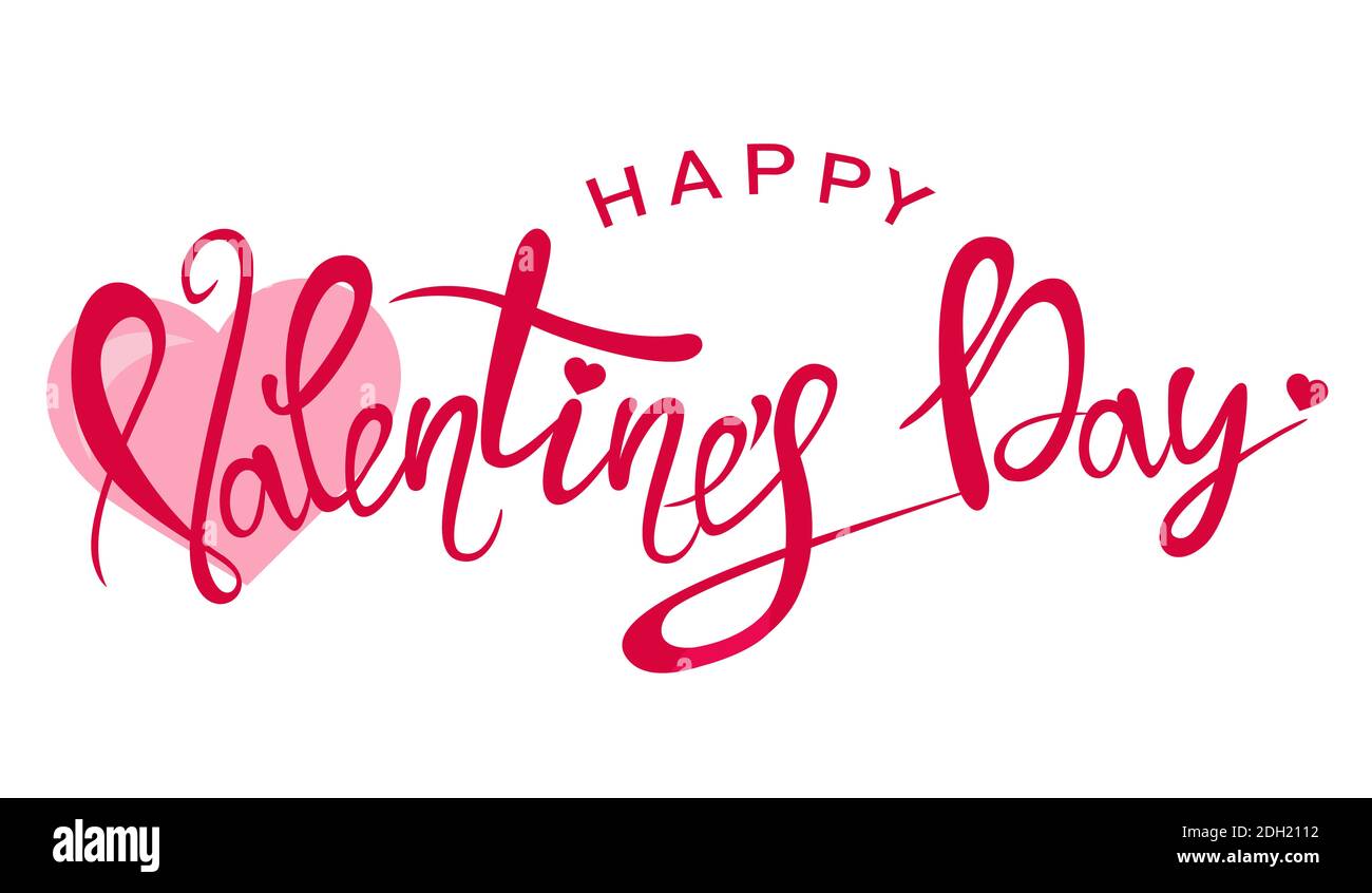 red happy valentines day lettering isolated on white, vector ...
