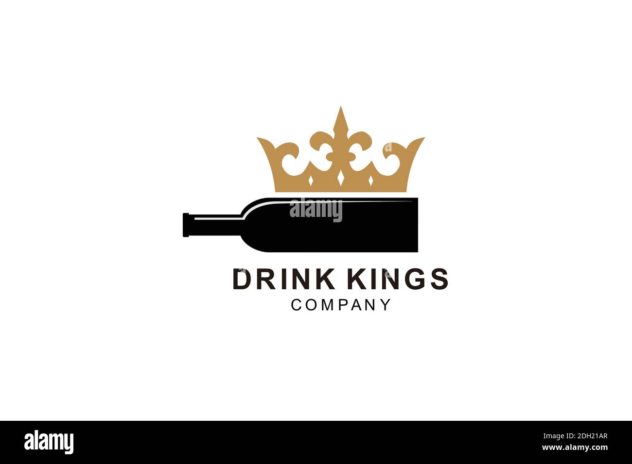 bottle wine with golden crown logo template design. symbol illustration