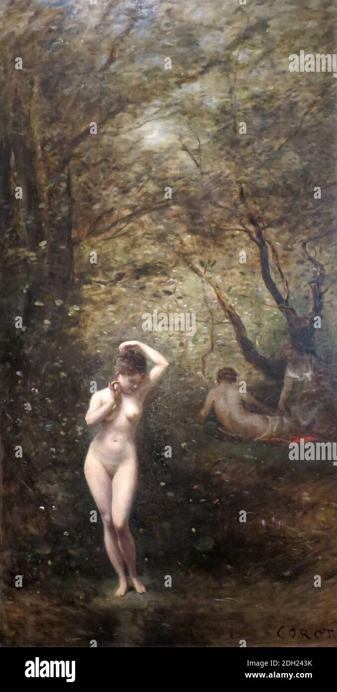 Diana Bathing by Jean-Baptiste Camille Corot Stock Photo