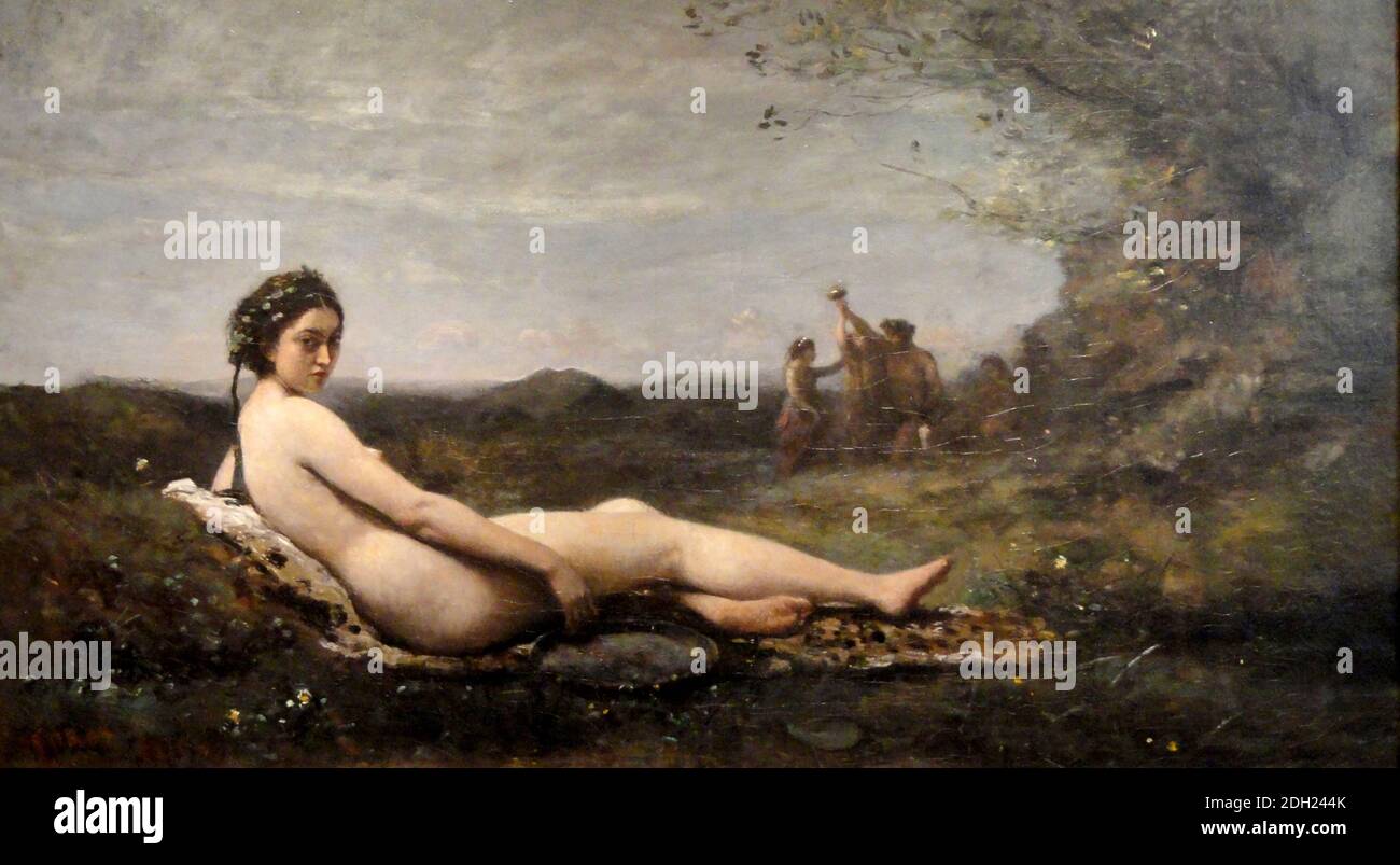 Repose by Jean-Baptiste Camille Corot Stock Photo