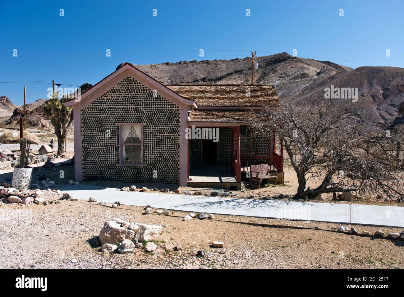 The Bottle House, built in 1906 by a miner from 50,000 beer and liquor bottles, Rhyolite, Nevada