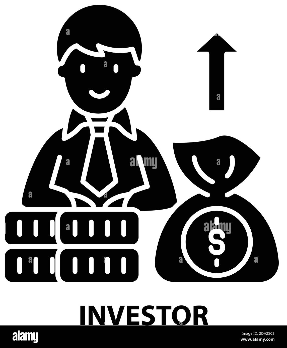 investor icon, black vector sign with editable strokes, concept illustration Stock Vector