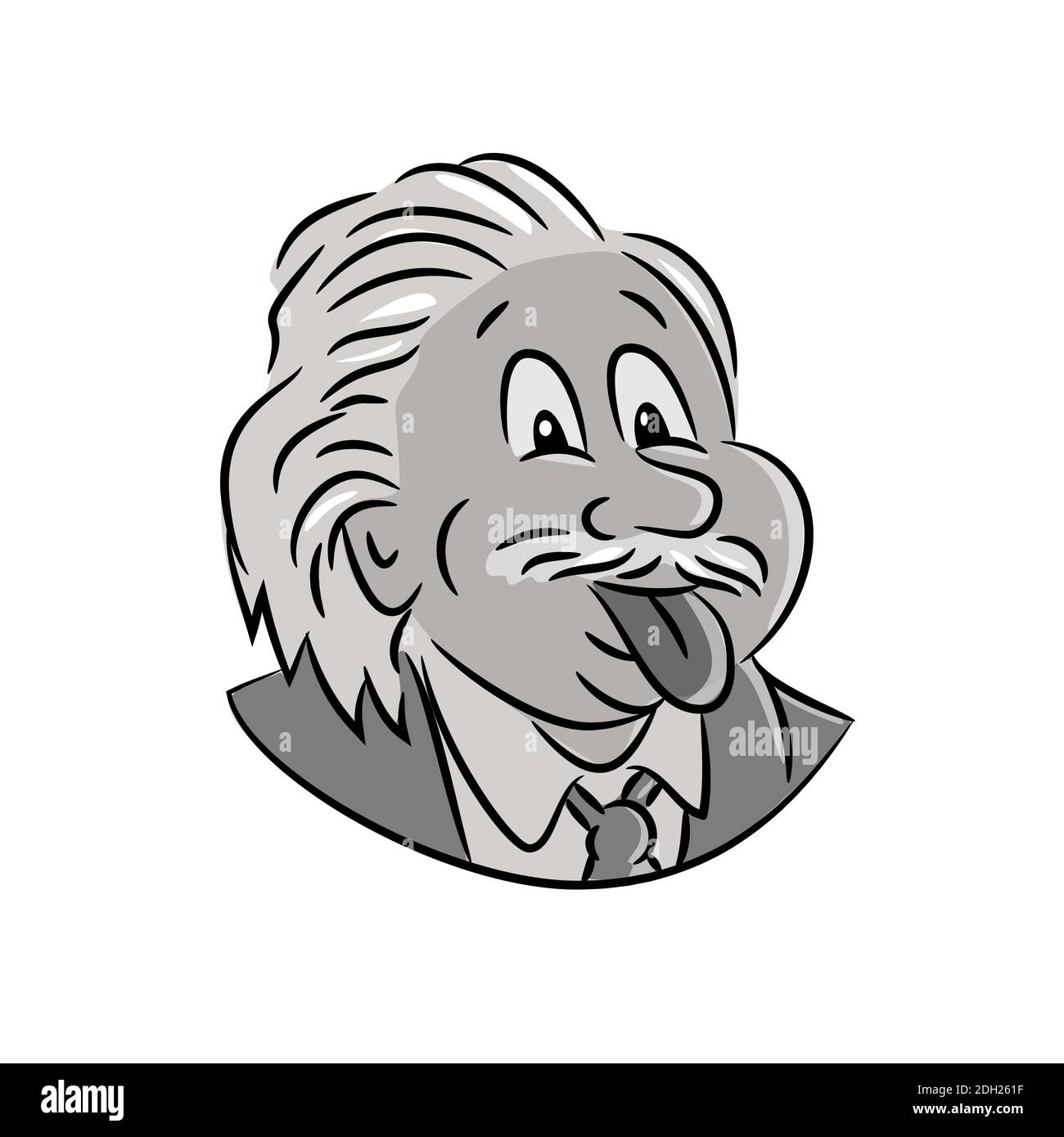Albert Einstein Sticking Tongue Out Cartoon Stock Photo