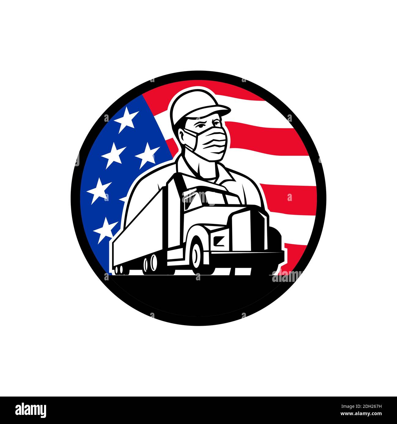 Truck Driver American USA Flag Patriotic Trucker' Sticker